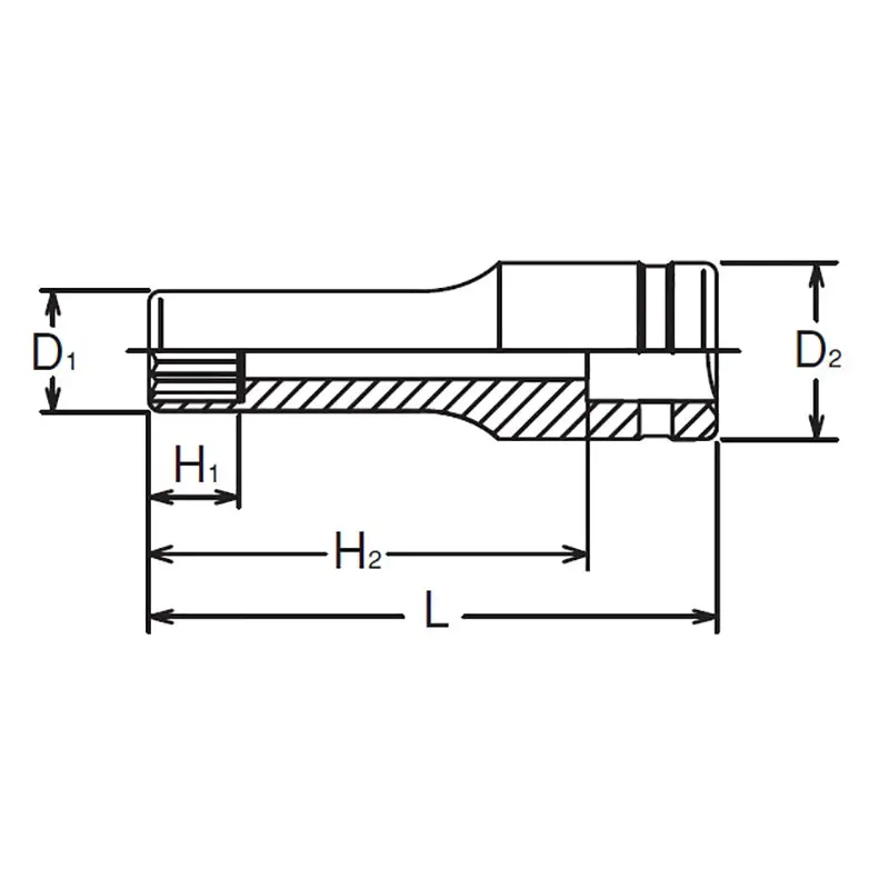 1/2 Sq. Dr. Socket 14mm 12 point Length 77mm - Image 2