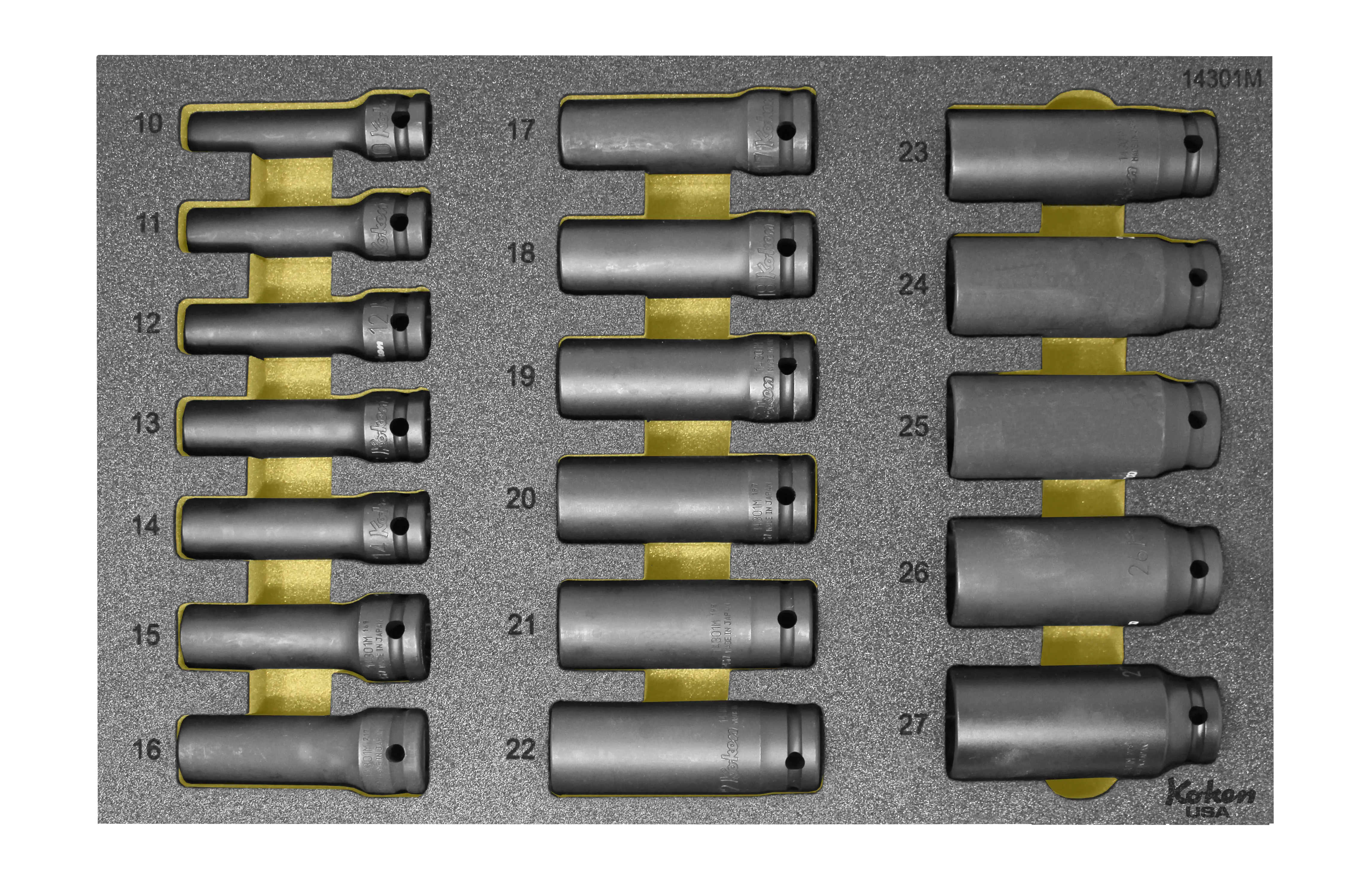 1/2" Sq Dr. Impact Deep Thin Walled Socket Set in Foam - 18 Pieces - Image 4
