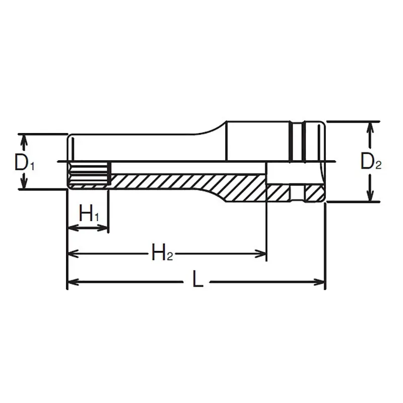 1/2 Sq. Dr. Socket 10mm 12 point Length 77mm - Image 2