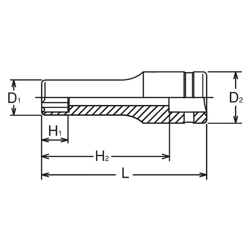 1/2 Sq. Dr. Socket 22mm Surface Length 77mm - Image 2