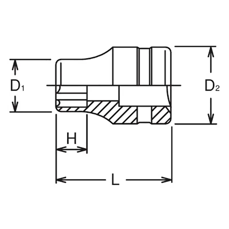1/2 Sq. Dr. Socket 21mm Surface Length 38mm - Image 2