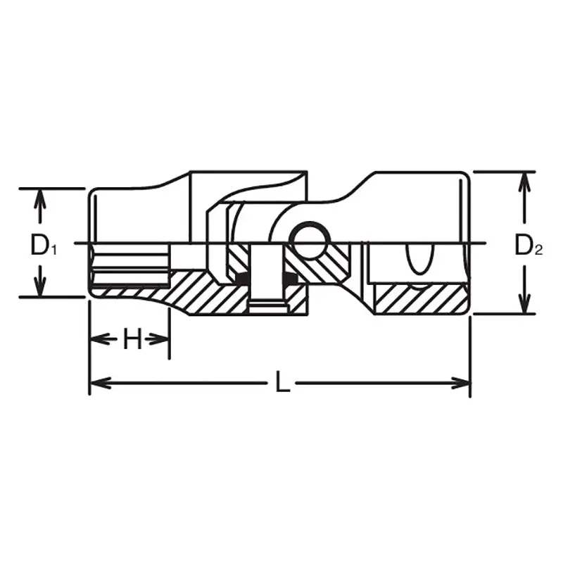 1/2 Sq. Dr. Universal Socket 19mm 12 point Length 71mm - Image 2