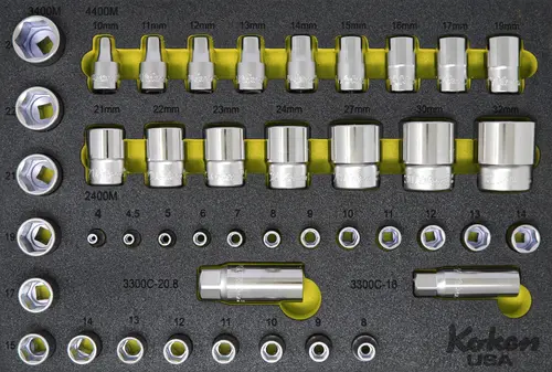 1/4", 3/8", 1/2" Sq. Dr. Socket Set Metric in Foam  - 43 Pieces - Image 3