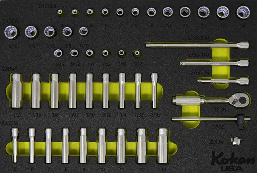 1/4" 12 Point Sq. Dr. Socket and Accessories Set in Foam - 49 Pieces - Image 4