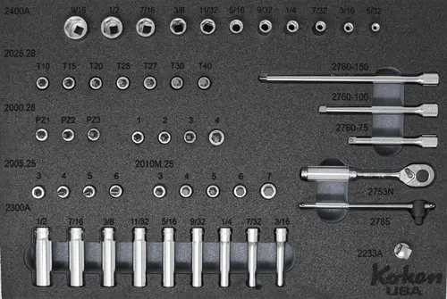 1/4" Sq. Dr. Socket and Accessories Set SAE in Foam - 51 Pieces - Image 5