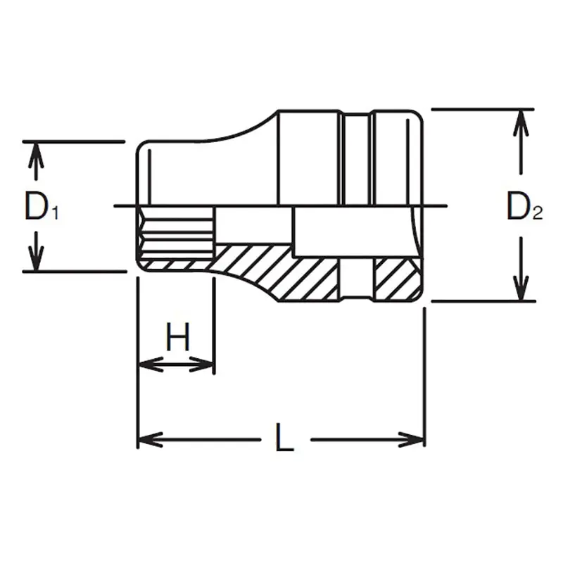 1/2 Sq. Dr. Socket 10mm 12 point Length 37mm - Image 2