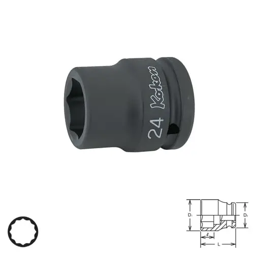 3/4" Sq. Dr. 12-Point Thin Walled Impact Socket in 1 1/4"