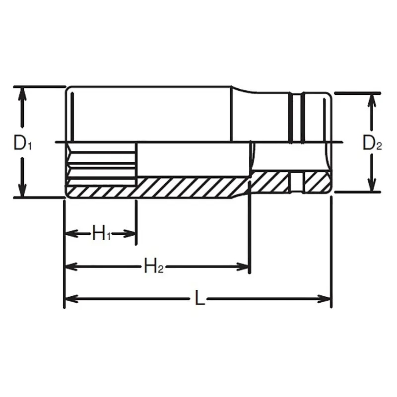 3/8 Sq. Dr. Socket 10mm 12 point Length 55mm - Image 2