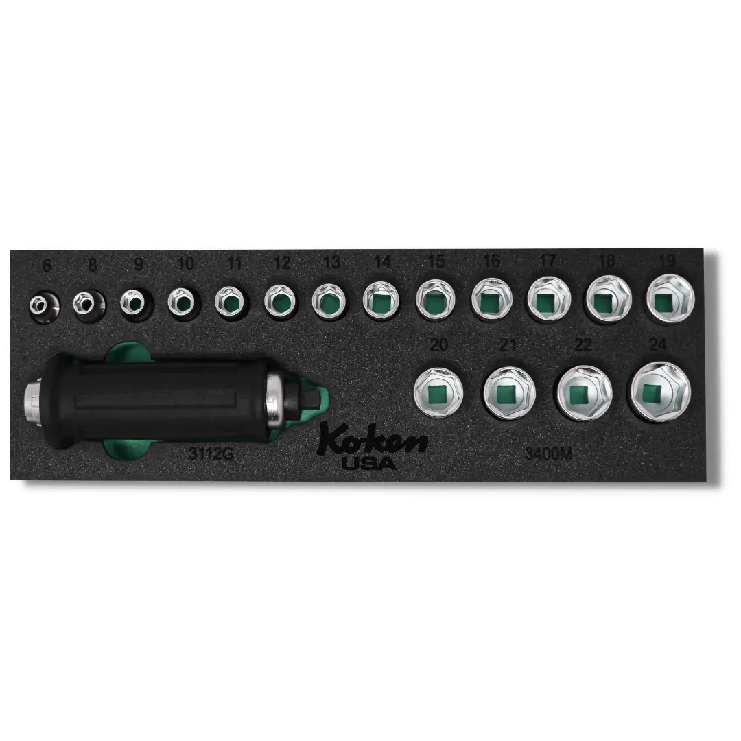 3/8" Sq. Dr. Attack Driver and Socket Set Metric in Foam - 18 Pieces - Image 2
