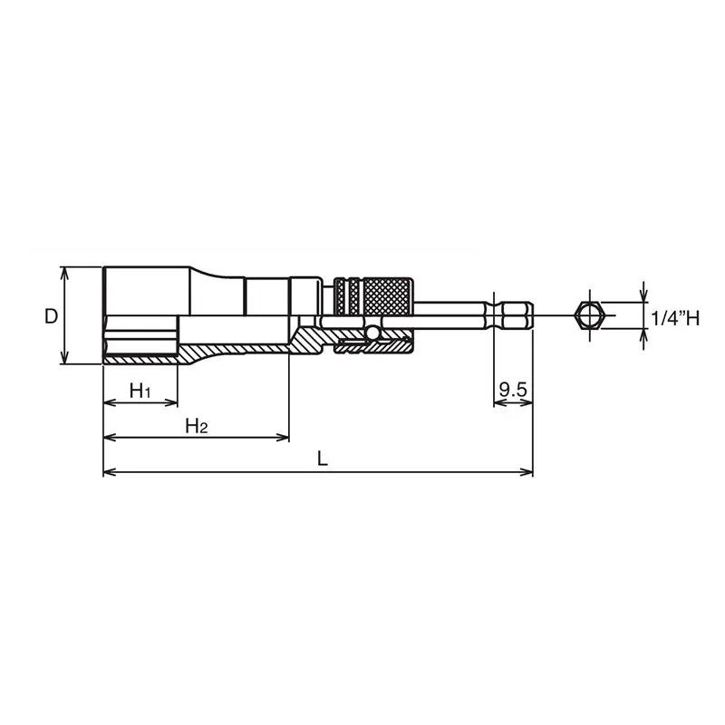 1/4 Hex Dr. Long Socket 19mm 6 point 111mm Exchangeable Drive shank - Image 2