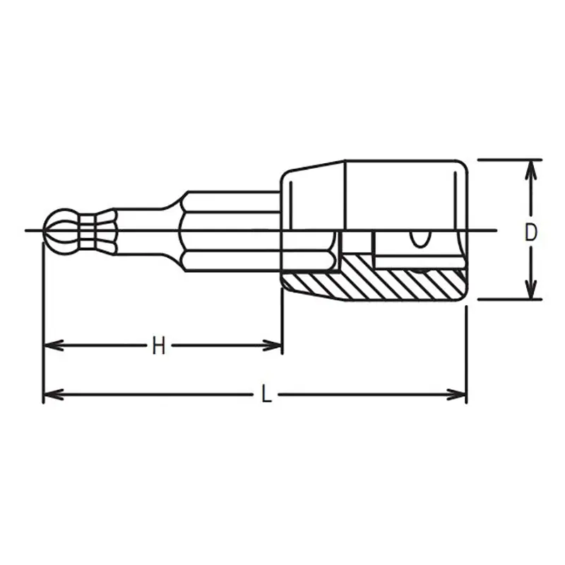 1/4 Sq. Dr. Bit Socket  3mm Ballpoint Hex Length 50mm - Image 2