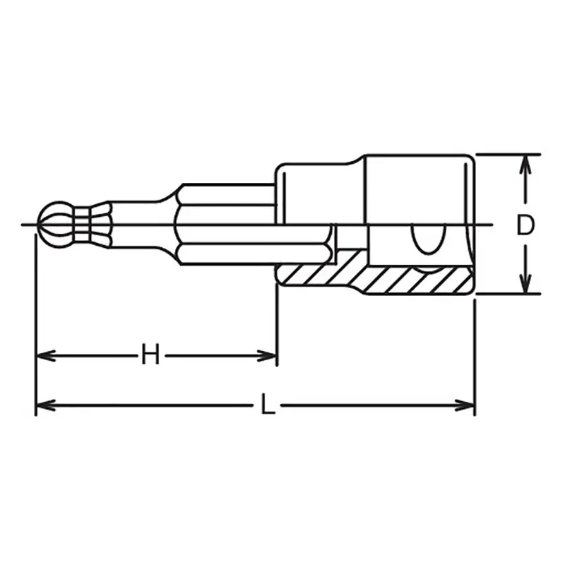 3/8 Sq. Dr. Bit Socket 7mm Ballpoint Hex Length 100mm - Image 2