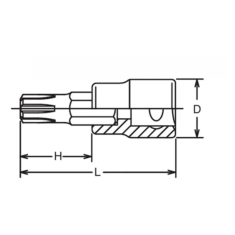 1/2 Sq. Dr. Bit Socket Ribe-CV M7  Length 100mm - Image 2
