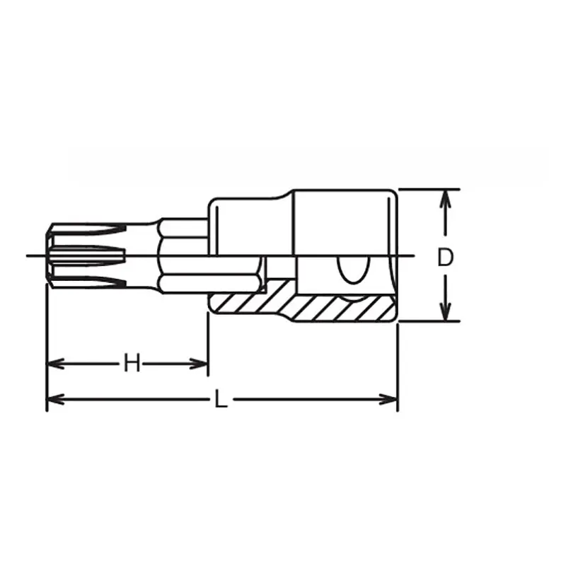 1/2 Sq. Dr. Bit Socket Ribe-CV M8  Length 100mm - Image 2