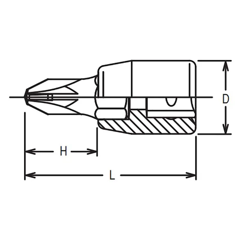 1/4 Sq. Dr. Bit Socket  PZ2  Length 28mm - Image 2