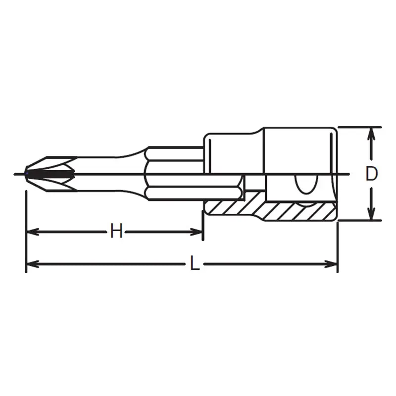 3/8 Sq. Dr. Bit Socket PZ3 Length 50mm - Image 2
