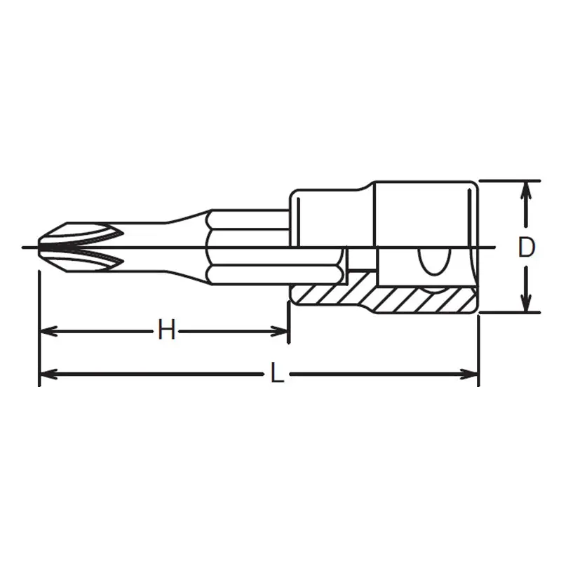 3/8 Sq. Dr. Bit Socket  PH2  Length 60mm - Image 2