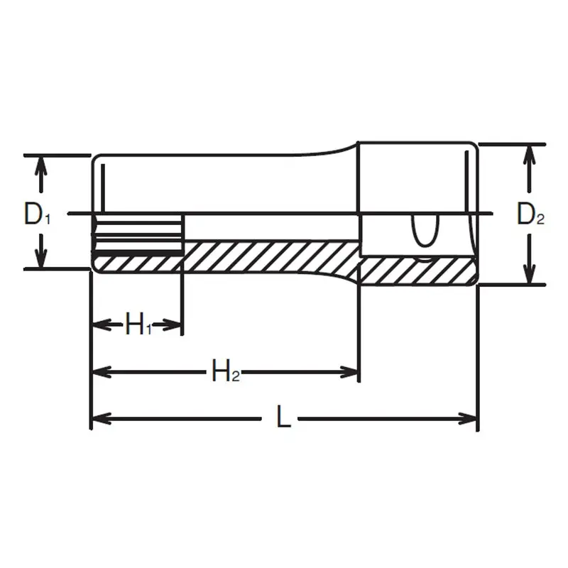 1/4 Sq. Dr. Socket  9/32 6 point Length 50mm - Image 2
