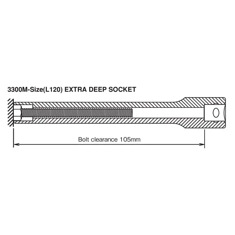 3/8 Sq. Dr. Socket  8mm 12 point Length 120mm - Image 2
