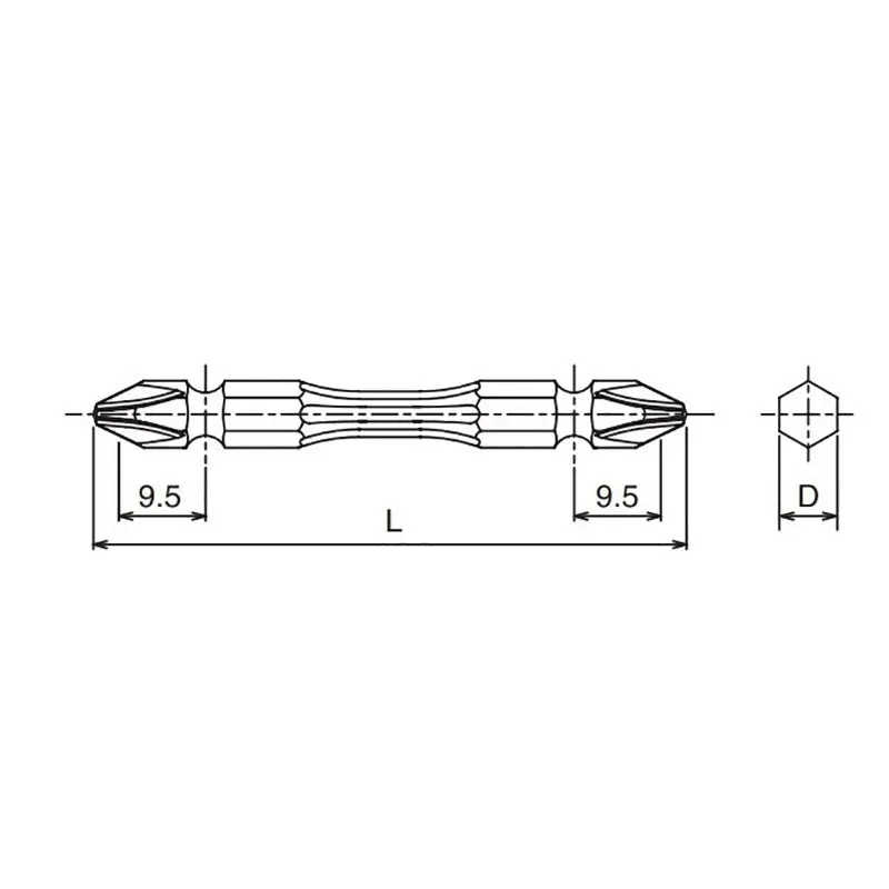 1/4 Hex Dr. Double Ended Bit  PH2  Length 100mm Torsion - Image 2