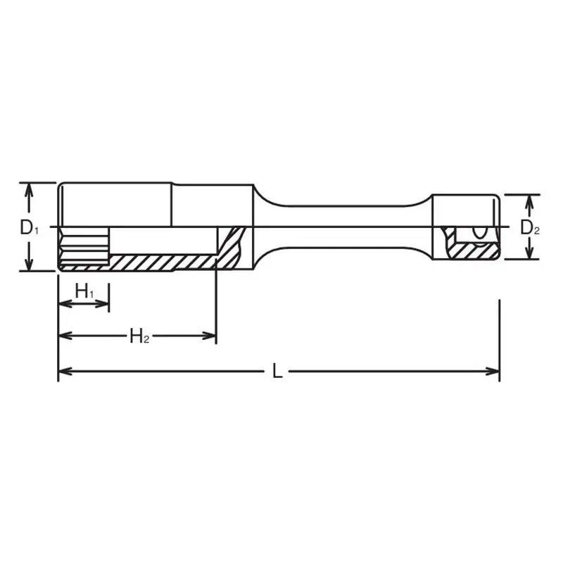 1/2 Sq. Dr. 12-Point 250mm Long Extension Socket - 14mm - Image 2