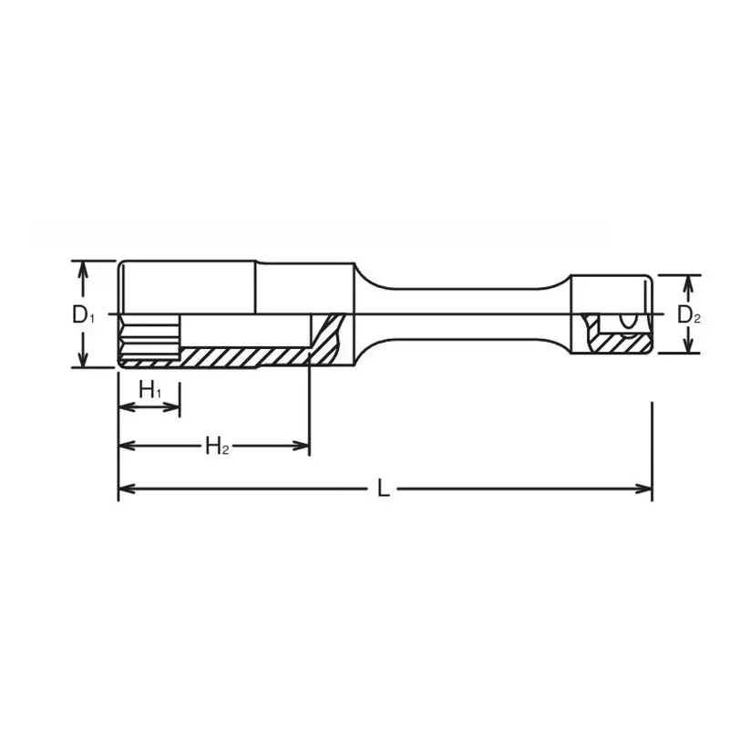 3/8 Sq. Dr. 12-Point 125mm Length Extension Socket - 14mm - Image 2