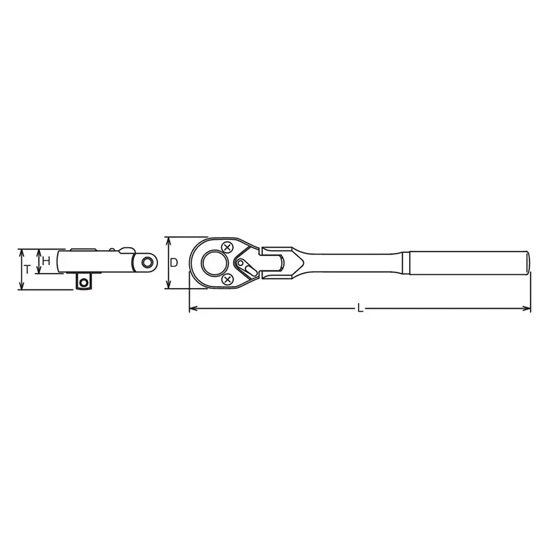 3/8 Sq. Dr. Ratchet Handle 24 teeth Flexible Head Length 265mm Polished Handle - Image 2