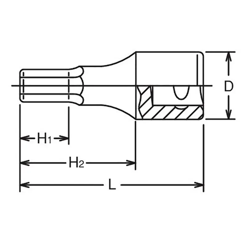 1/2 Sq. Dr. Bit Socket 1/4 Hex Length 60mm - Image 2