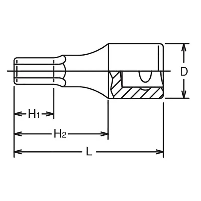 1/2 Sq. Dr. Bit Socket 11/32 Hex Length 60mm - Image 2