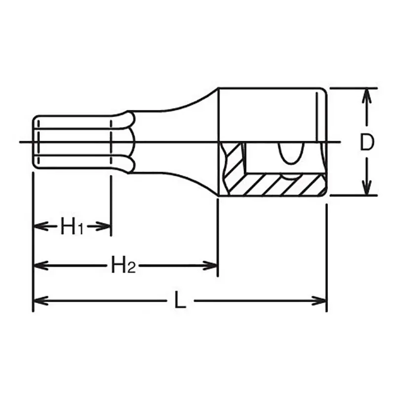 1/2 Sq. Dr. Bit Socket 13mm Hex Length 43mm - Image 2
