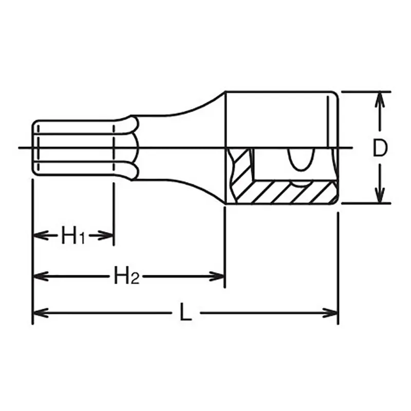 1/2 Sq. Dr. Bit Socket 27mm Hex Length 43mm - Image 2