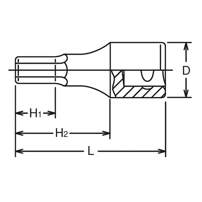 1/2 Sq. Dr. Bit Socket  9/32 Hex Length 60mm - Image 2