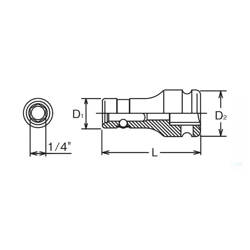 3/8 Sq. Dr. Bit Holder  1/4 Hex Length 40mm - Image 2