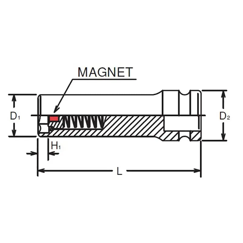 1/2 Sq. Dr. Socket  15mm Slide Magnet Length 80mm - Image 3