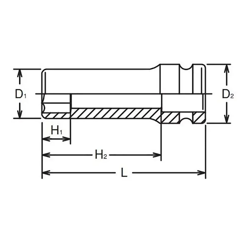1/4 Sq. Dr. Socket  12mm 6 point Length 48mm - Image 2