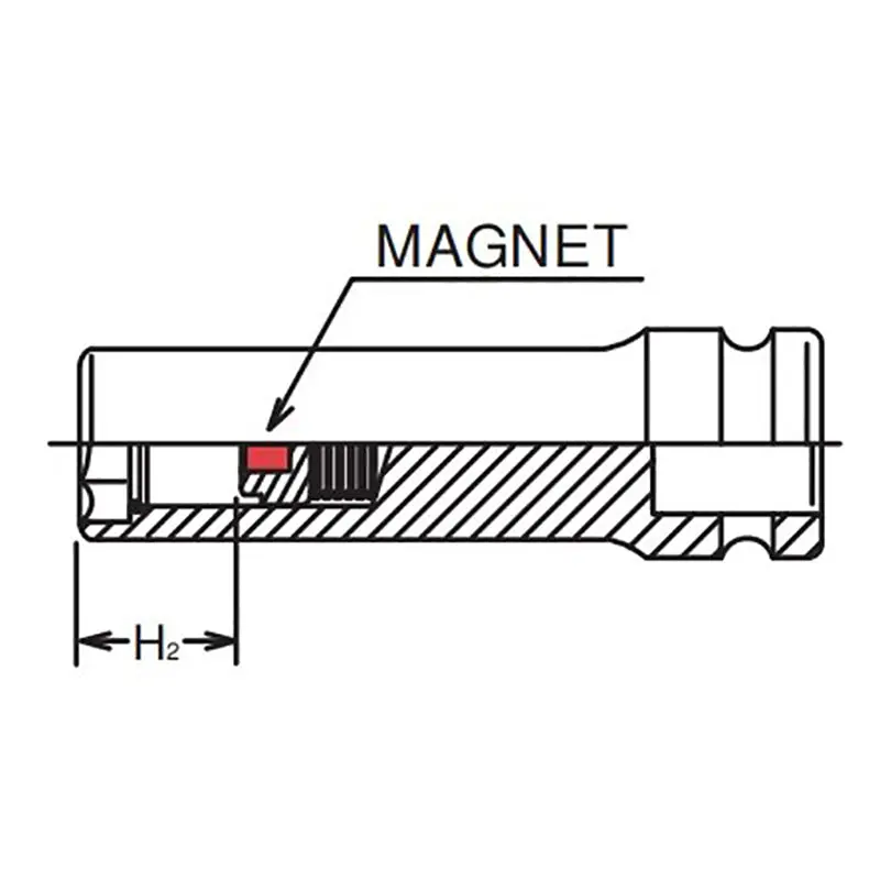 1/4 Sq. Dr. Socket  13mm 6 point Length 48mm Slide Magnet - Image 3