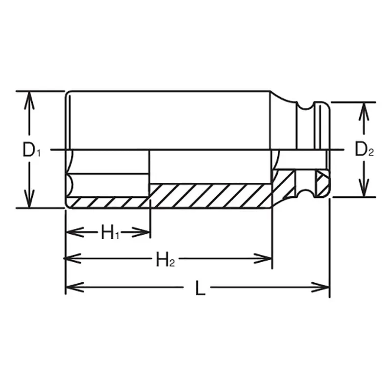 1 Sq. Dr. Socket  18mm 6 point Length 108mm Thin walled - Image 2