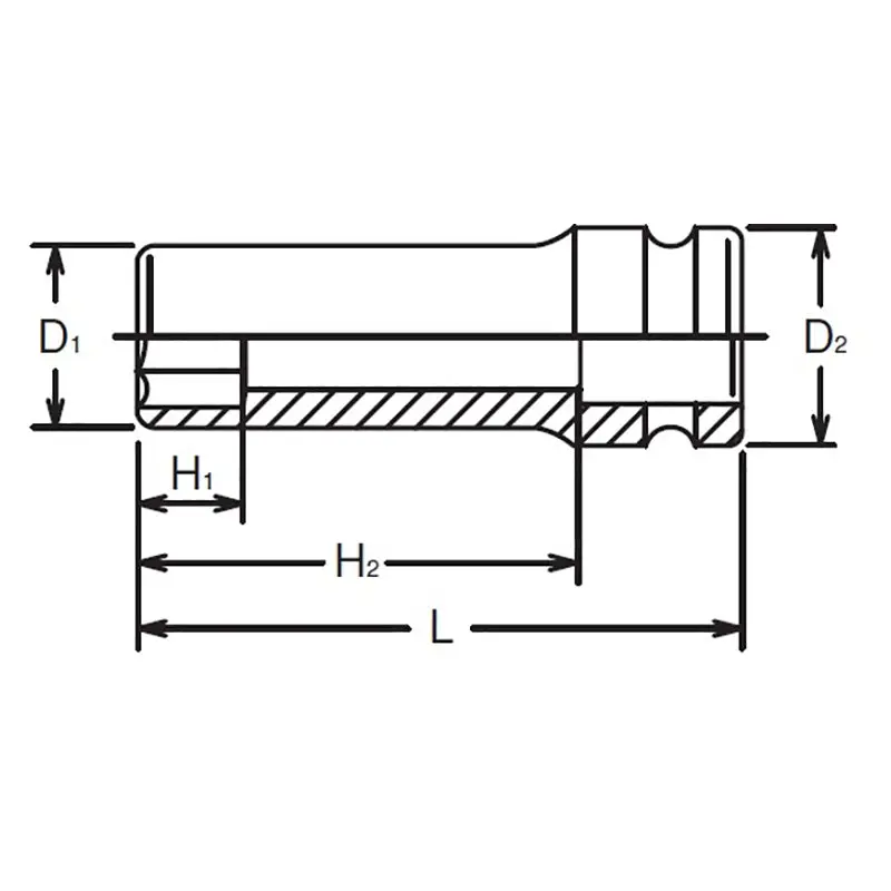 3/4 Sq. Dr. Socket 1.1/16 6 point Length 100mm Thin walled - Image 2