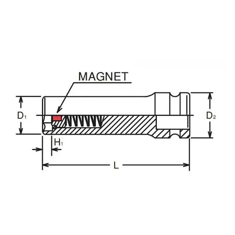 3/8 Sq. Dr. Socket 10mm 6 point Length 80mm Slide Magnet - Image 3
