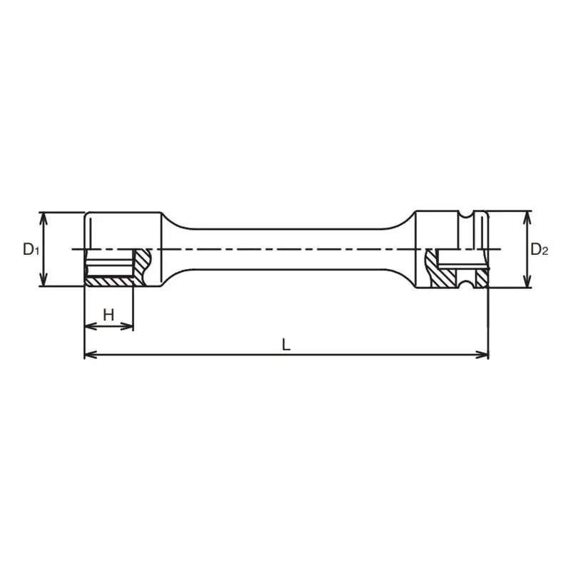 1/2 Sq. Dr. Extension Socket  16mm 6 point Length 200mm - Image 2