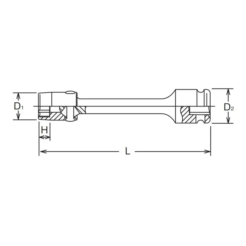 1/2 Sq. Dr. Extension Universal Socket 10mm 6 point Length 150mm - Image 2