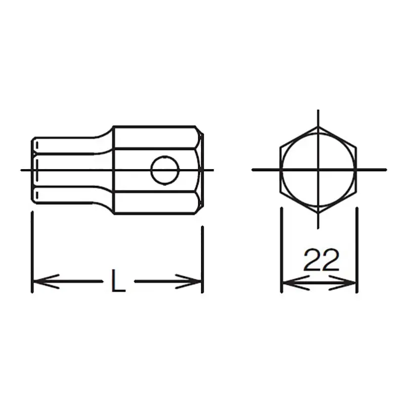 22mm Hex Dr. Bit 22mm Hex Length 50mm - Image 2