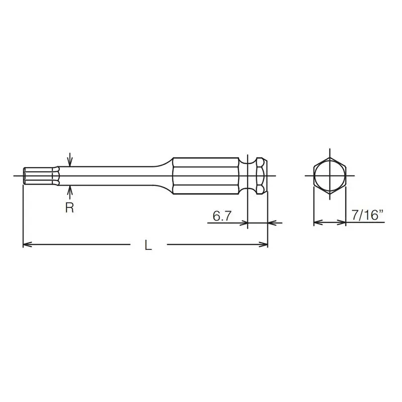 7/16 Hex Dr. Bit  6mm Hex Length 75mm - Image 2