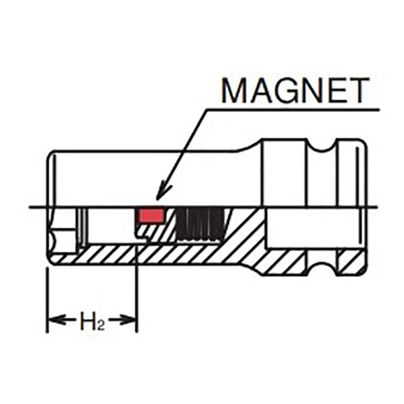 3/8 Sq. Dr. Socket  7mm 6 point Length 50mm Slide Magnet - Image 2
