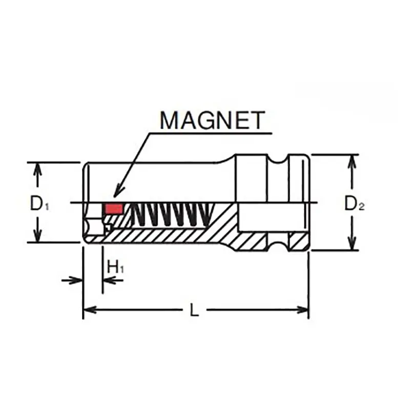 3/8 Sq. Dr. Socket  7mm 6 point Length 50mm Slide Magnet - Image 3