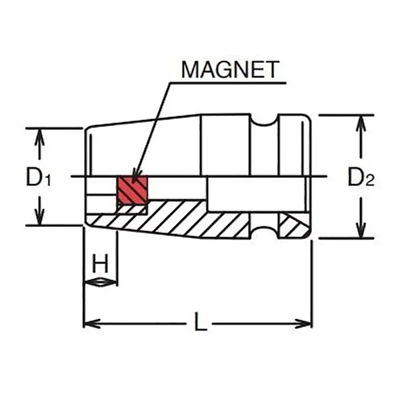 1/4 Sq. Dr. Socket  12mm 6 point Length 30mm Self-Tapping screw Magnet - Image 2