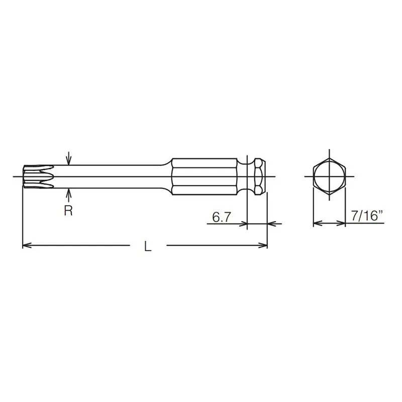 7/16 Hex Dr. TORX® T45 Bit - Length 35mm - Image 2