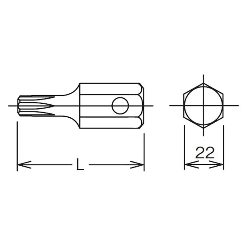 22mm Hex Dr. Bit TORX® T80  Length 60mm - Image 2