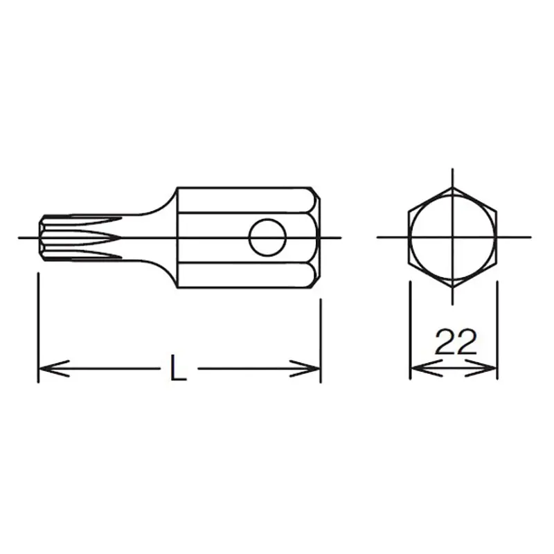 22mm Hex Dr. Bit TORX® T90 Length 60mm - Image 2
