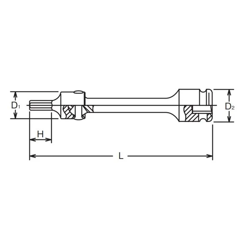 1/2 Sq. Dr. Extension Universal Bit Socket 6mm Hex Length 200mm - Image 2